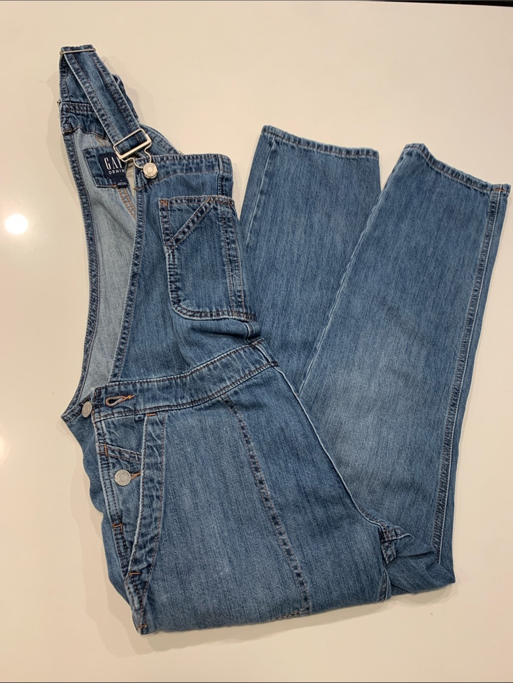 GAP Women's Medium Blue Denim Overalls with Pockets
